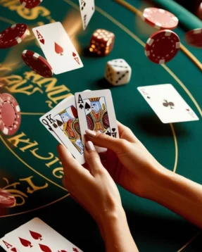 Casino table with dealer